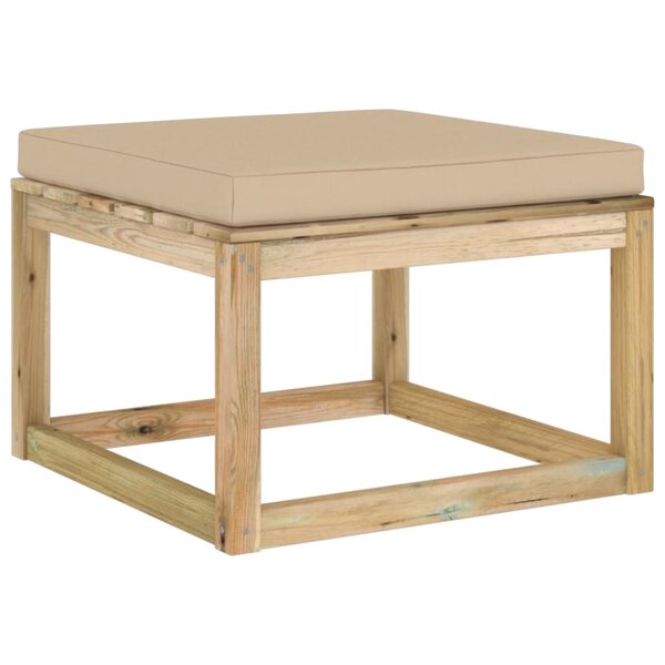 vidaXL Repose-pied de jardin avec coussin bois imprégné de vert