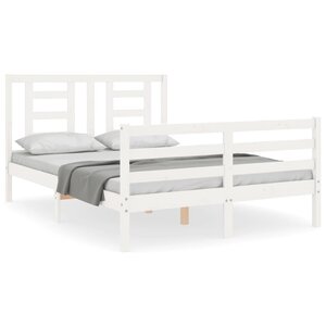 vidaXL Cadre de lit sans matelas blanc 140x200 cm bois massif
