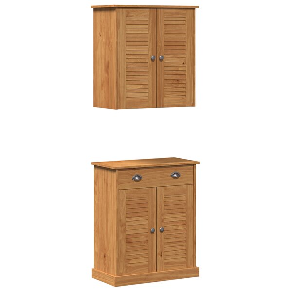 vidaXL Ensemble de mobilier de salle de bain avec tiroir avec étagère 2 Pièces Marron