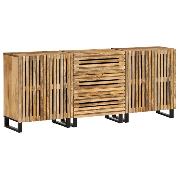 vidaXL Buffets 3 Pièces 60x34x75 cm bois de manguier massif brut
