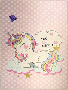 Tapis enfant LICORNE SWEET 120 x 160 cm - Rose