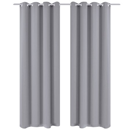 2 Pièces Rideau Blackout Occultant Gris avec Œillets en métal 135x245cm