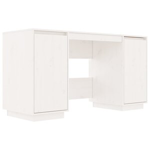 Bureau table poste de travail meuble d'ordinateur informatique étude 140 x 50 x 75 cm bois massif de pin blanc 02_0023521