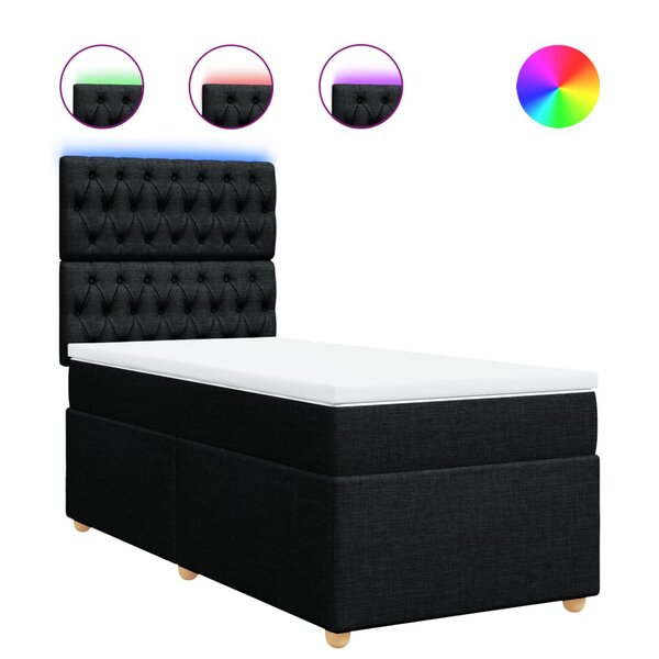 vidaXL Sommier à lattes de lit avec matelas Noir 90x190 cm Tissu
