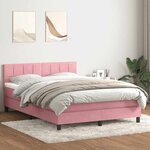 vidaXL Sommier à lattes de lit avec matelas et LED rose 160x210 cm velours
