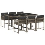 vidaXL Ensemble à manger de jardin et coussins 7 Pièces gris rotin