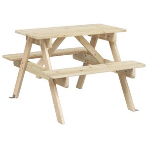 vidaXL Table de pique-nique pour 4 enfants avec trou de parasol sapin