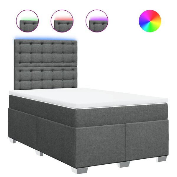 vidaXL Sommier à lattes de lit avec matelas gris foncé 120x190cm tissu