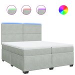 vidaXL Sommier à lattes de lit et matelas Gris clair 200x200cm Velours