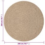 vidaXL Tapis ZIZUR Ø 200 cm aspect de jute intérieur et extérieur