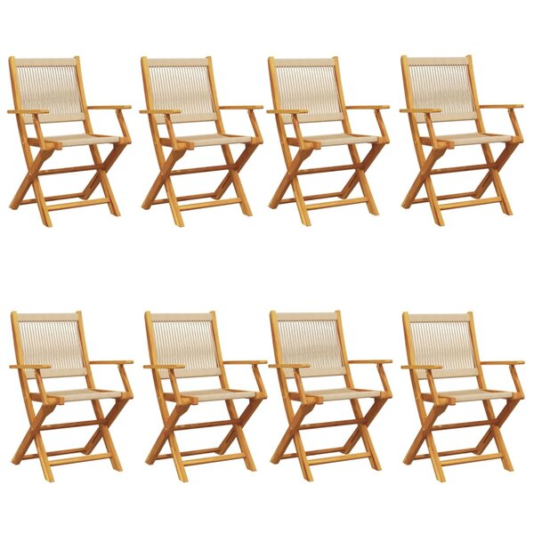 vidaXL Chaises de jardin pliantes lot de 8 beige bois d'acacia massif