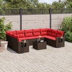 vidaXL Salon de jardin 10 Pièces avec coussins marron résine tressée