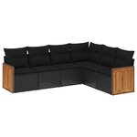 vidaXL Salon de jardin 6 Pièces avec coussins noir résine tressée
