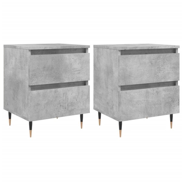 vidaXL Tables de chevet 2 Pièces gris béton 40x35x50 cm bois d’ingénierie