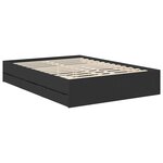 vidaXL Cadre de lit avec tiroir Noir 140 x 190 cm Bois Ingénierie