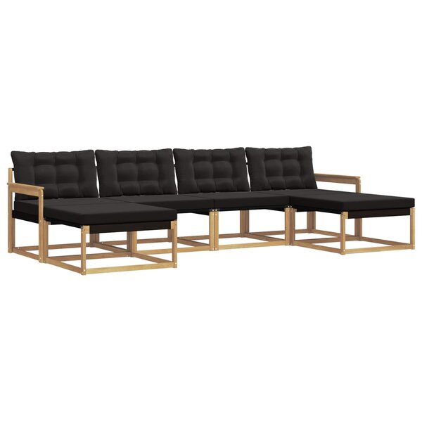 vidaXL Ensemble de canapés d'extérieur 6 Pièces Blanc et noir
