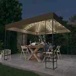 vidaXL Chapiteau avec guirlande lumineuse à LED 3x3 m Taupe