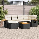 vidaXL Salon de jardin 7 Pièces avec coussins noir résine tressée