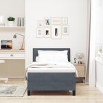 Lit Box Spring avec Matelas gris foncé 100x200 cm en Velours