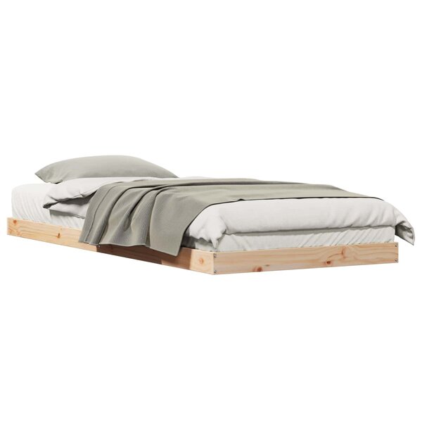 vidaXL Cadre de lit surélevé Naturel 213.5 x 104 x 9 cm Pin massif
