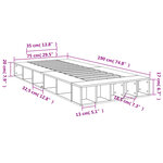 vidaXL Cadre de lit sonoma gris 75x190 cm bois d'ingénierie