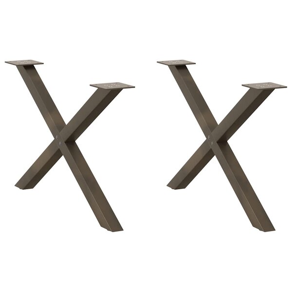 vidaXL Pieds de table basse en forme de X  2 pièces  acier naturel  70 x (42-43) cm