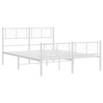 vidaXL Cadre de lit métal sans matelas et pied de lit blanc 150x200 cm