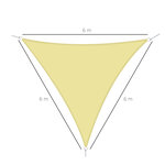 Voile d'ombrage triangulaire grande taille 6 x 6 x 6 m polyester imperméabilisé haute densité 160 g/m² sable