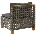 vidaXL Canapé de jardin sans accoudoirs coussins gris résine tressée