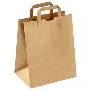 Sac en papier kraft brun avec poignées plates – vendu par 250 unités - 22 x 11 x 28 cm - Bulteau Systems