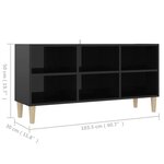 vidaXL Meuble TV avec pieds en bois massif Noir brillant 103 5x30x50cm