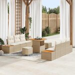 vidaXL Ensemble de canapé de jardin 9 Pièces Beige  Crème 80 x 80 x 71 cm