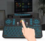 Ovegna q9 azerty  mini clavier wireless 2.4ghz  sans fil avec touchpad  led rétro-éclairé rgb  pour smart tv  pc  mini pc raspberry pi 2/3  consoles  laptop  pc et android box