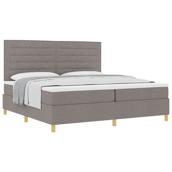 vidaXL Lit à ressorts avec matelas Taupe 200 x 200 cm tissu