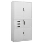 Armoire de bureau design moderne rangement 90 x 40 x 180 cm avec 3 étagères réglables en acier gris clair 02_0046912