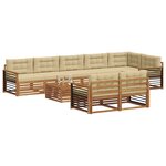 vidaXL Ensemble de canapés d'extérieur 9 Pièces Naturel et Beige