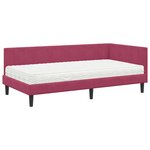 vidaXL Cadre de lit d'angle Rouge bordeaux 90 x 190 cm Velours