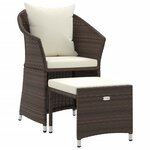 vidaXL Salon de jardin 2 Pièces avec coussins Marron Résine tressée