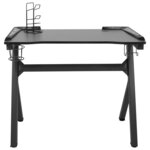 Bureau table poste de travail meuble d'ordinateur informatique étude de jeu à LED en forme de Y 110 x 60 x 75 cm noir 02_0023776