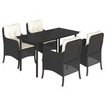 vidaXL Ensemble à manger de jardin coussins 5Pièces Noir Résine tressée