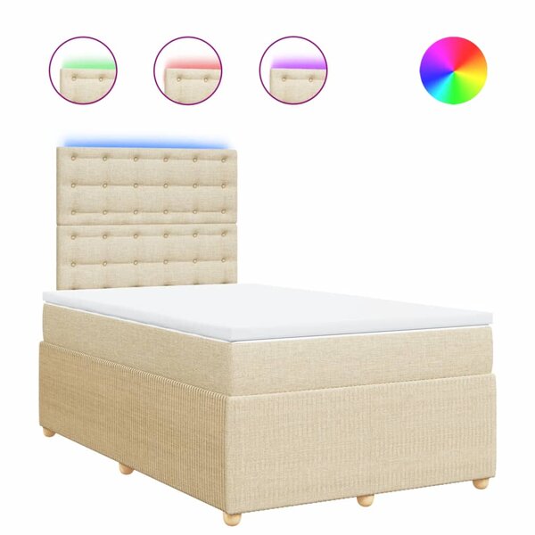 vidaXL Sommier à lattes de lit avec matelas Crème 120x200 cm Tissu
