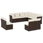 vidaXL Salon de jardin et coussins 11 Pièces marron résine tressée