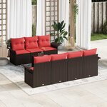 vidaXL Ensemble de canapé de jardin avec coussin 8 Pièces Beige Rouge
