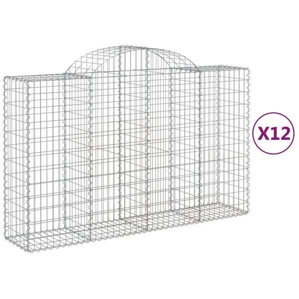 vidaXL Paniers à gabions arqués 12 Pièces 200x50x120/140 cm Fer galvanisé