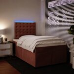 vidaXL Sommier à lattes de lit avec matelas Rose 120x200 cm Velours