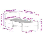 vidaXL Cadre de lit sans matelas blanc 75x190 cm bois de pin massif