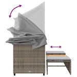 vidaXL Canapé de jardin 3 places avec auvent et tabourets gris rotin