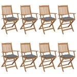 vidaXL Chaises pliables de jardin lot de 8 avec coussins Bois d'acacia