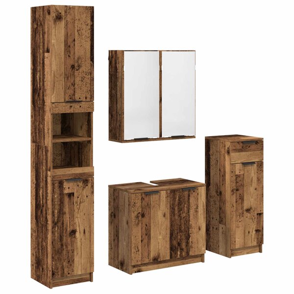 vidaXL Ensemble de mobilier de salle de bain 4 Pièces Bois ancien
