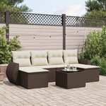 vidaXL Salon de jardin avec coussins 7 Pièces marron résine tressée